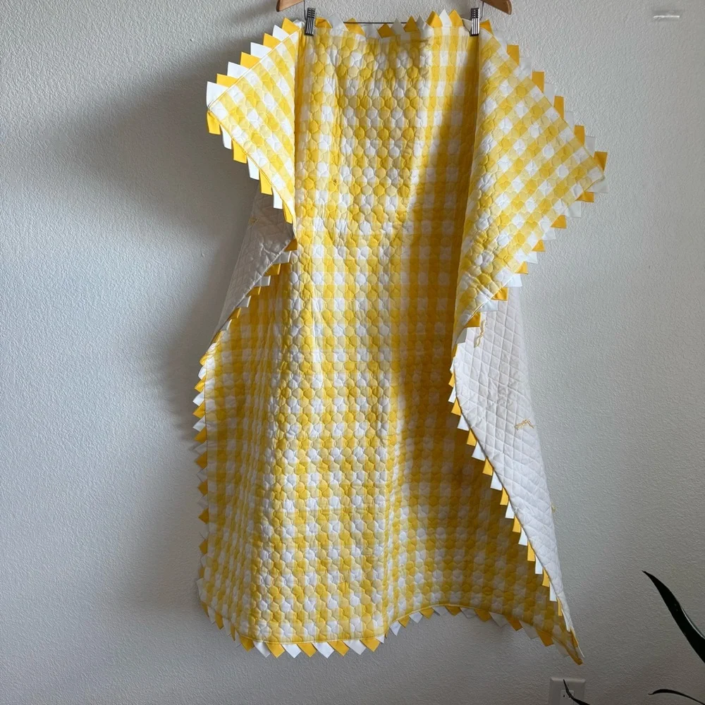 Vintage Hand Stitched Embroidered Aplique Baby Quilt Unisex